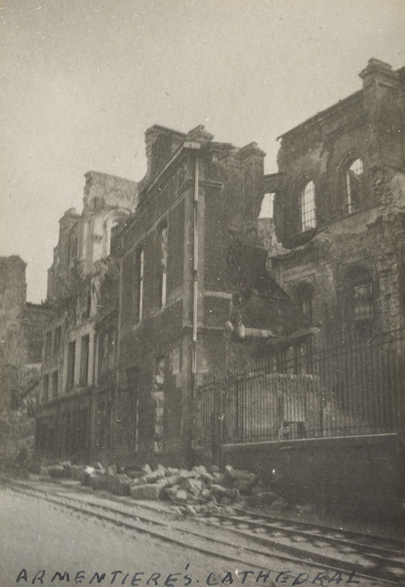 The remains of Armentières Cathedral in 1919